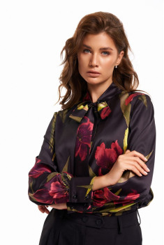 Женская блуза KaVaRi 4010 черный_цветы