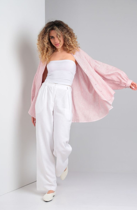 Женская блуза DOGGI 0159 фламингово-белая полоска