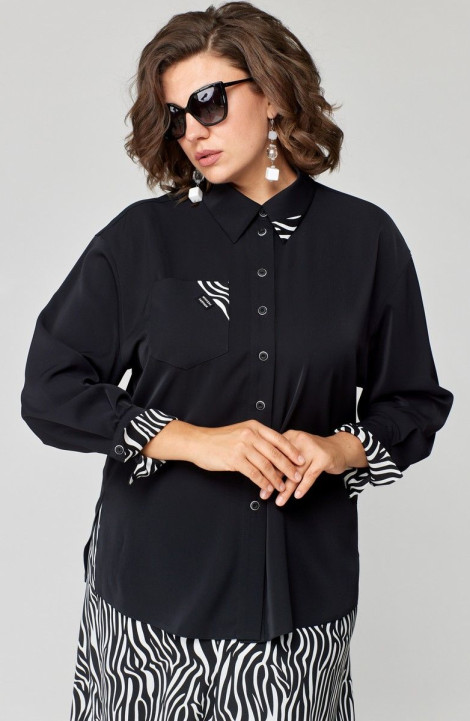 Женская блуза EVA GRANT 7182-1 черный+зебра
