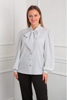 Женская блуза Lady Line 524 белый+син.горохи