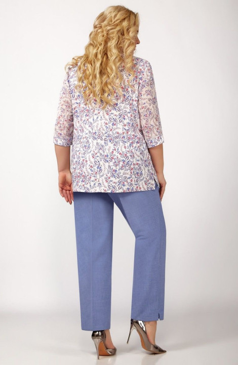 Женская блуза Элль-стиль 2200/2 белый_розово-голубой_принт