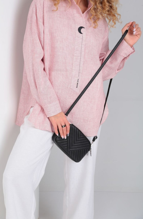 Женская блуза DOGGI 0160 фламингово-белая полоска