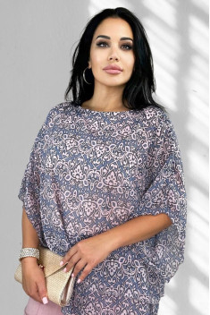 Женская блуза LindaLux 676 серо-розовый_узор