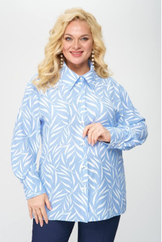 Женская блуза Элль-стиль 2230/1а  голубой,белый_принт