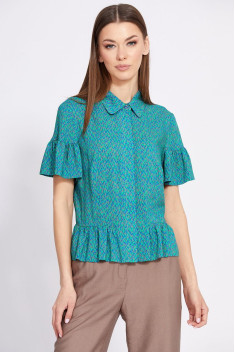 Женская блуза EOLA 2429 василек-зеленый-беж
