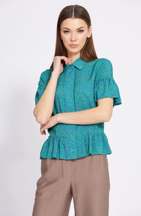 Женская блуза EOLA 2429 василек-зеленый-беж
