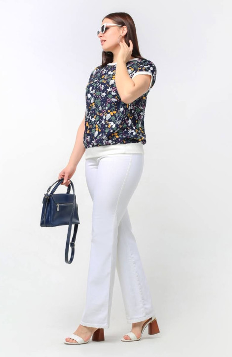 Женская блуза La rouge 6239 синий-(белый)