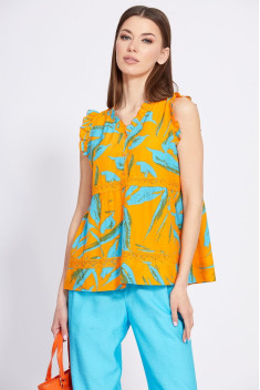 Женская блуза EOLA 2421 оранжевый-бирюза