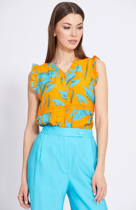 Женская блуза EOLA 2421 оранжевый-бирюза