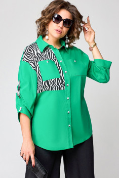 Блуза EVA GRANT 7080-1 зелень+принт_зебра