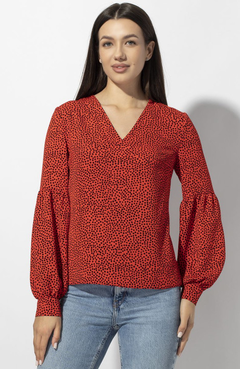 Женская блуза VIZAVI 659 красный/горох