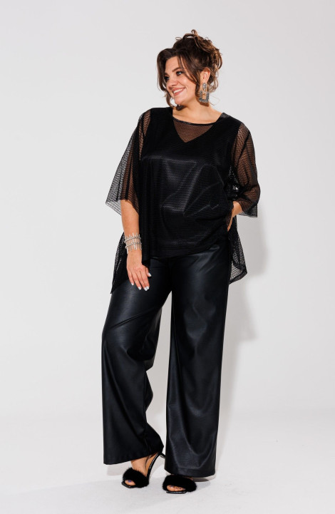 Женская блуза Anelli 1429 черный/мелкая_сетка