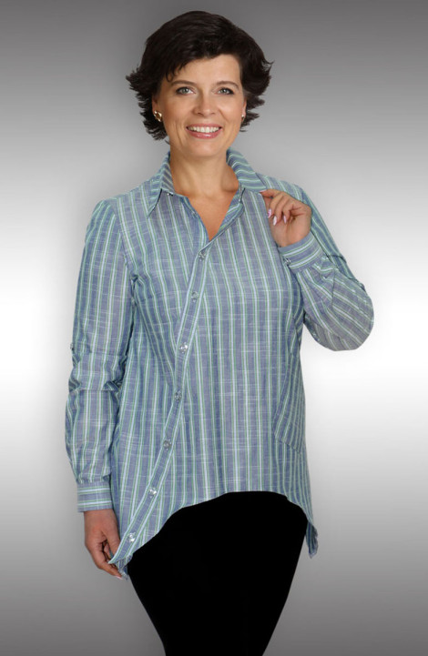 женские блузы Таир-Гранд 62233 зеленая-полоска