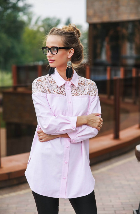 женские блузы Edibor 1088 нежно-розовый