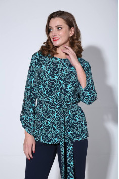 женские блузы Liona Style 811Б бирюза/синий