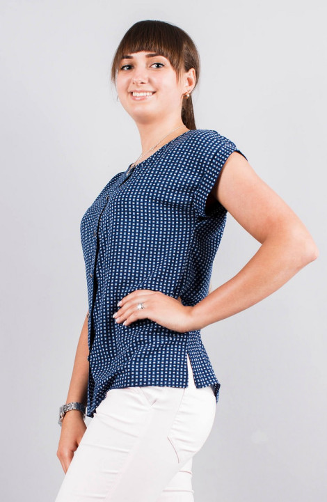 женские блузы Mita ЖМ921 синий+белый