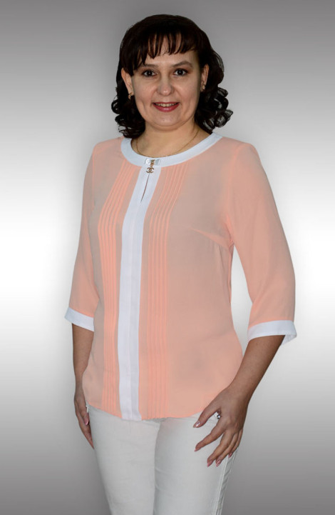 женские блузы Таир-Гранд 62208-1 персик+белый