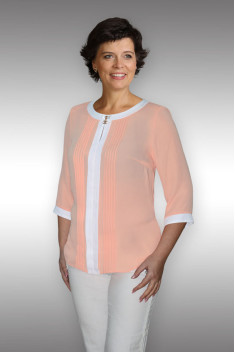 женские блузы Таир-Гранд 62208-1 персик+белый