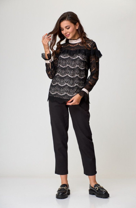 Женская блуза Anelli 933 черный+пудра