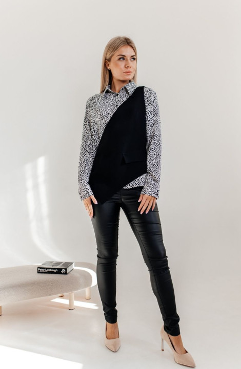Комплект с блузой Amberа Style 2020 черно-белый