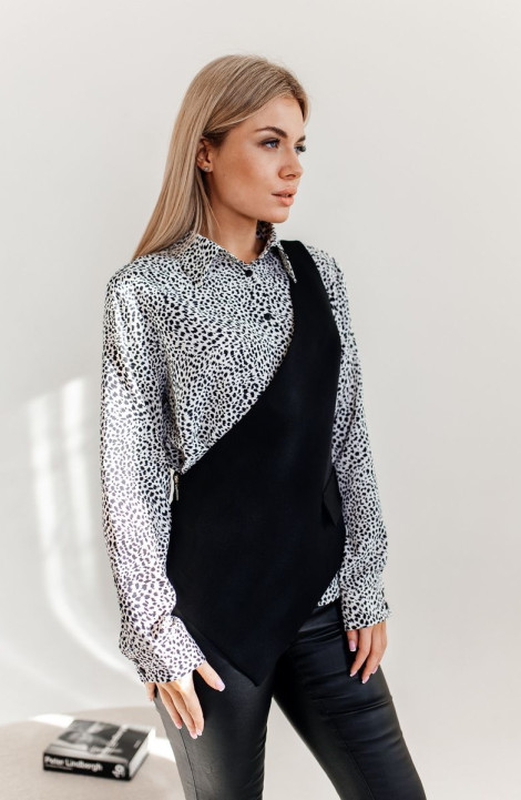 Комплект с блузой Amberа Style 2020 черно-белый