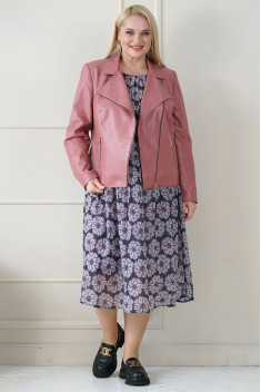 Женский комплект с курткой Alani Collection 1963 розовый,ромашки