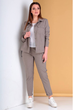 Женский комплект с курткой Liona Style 694 кофейно-серый