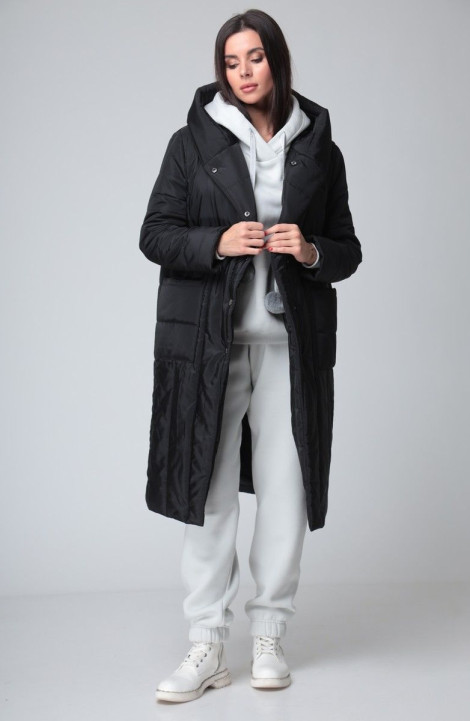 Женский комплект с пальто T&N 7181 черный-серый
