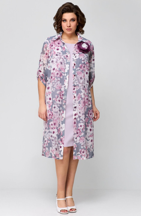 Комплект с платьем Мишель стиль 1188 розово-серый