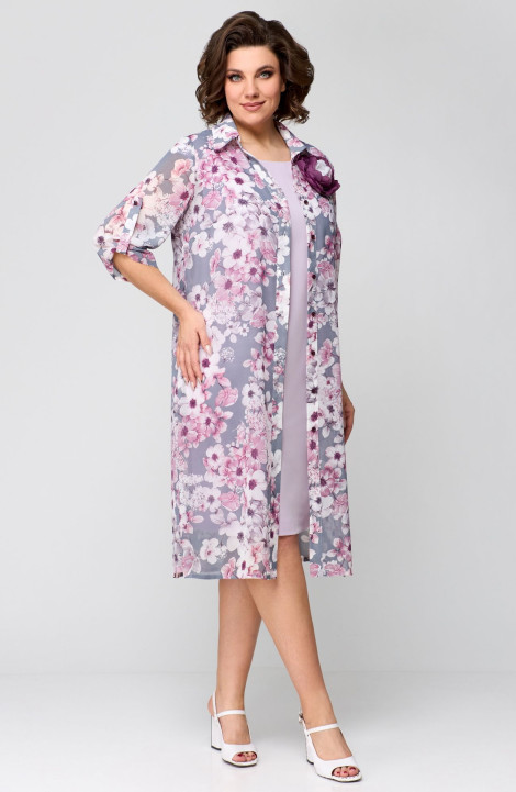 Комплект с платьем Мишель стиль 1188 розово-серый