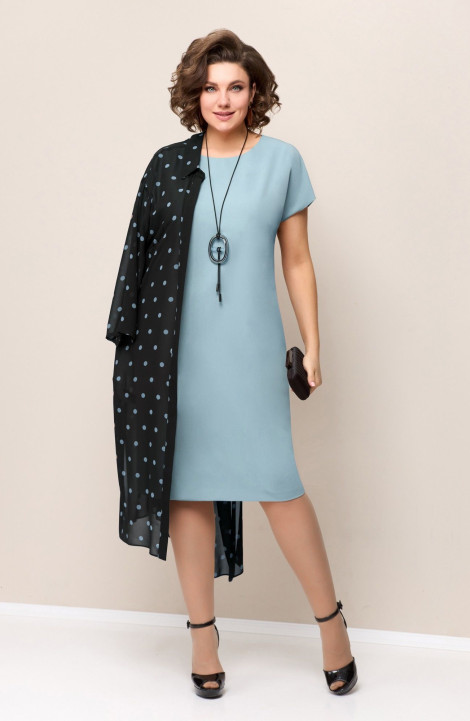 Комплект с платьем VOLNA 1326 черно-голубой