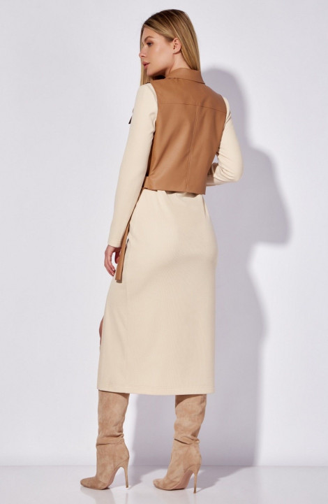 Комплект с платьем LEANNA-STYLE 9010 бежевый_коричневый