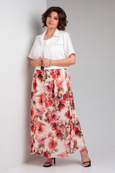 Комплект с платьем Liona Style 908 молочный-цветы