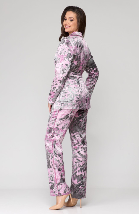 Брючный костюм Мишель стиль 1129 серо-розовый