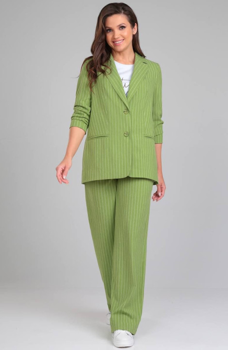 Брючный костюм LeNata 32223 на-зеленом-полоска