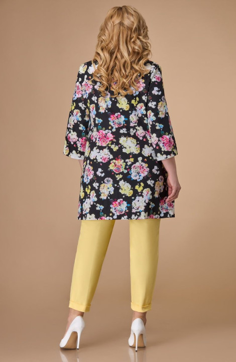 Брючный комплект Svetlana-Style 1588 черный+цветы+жёлтый