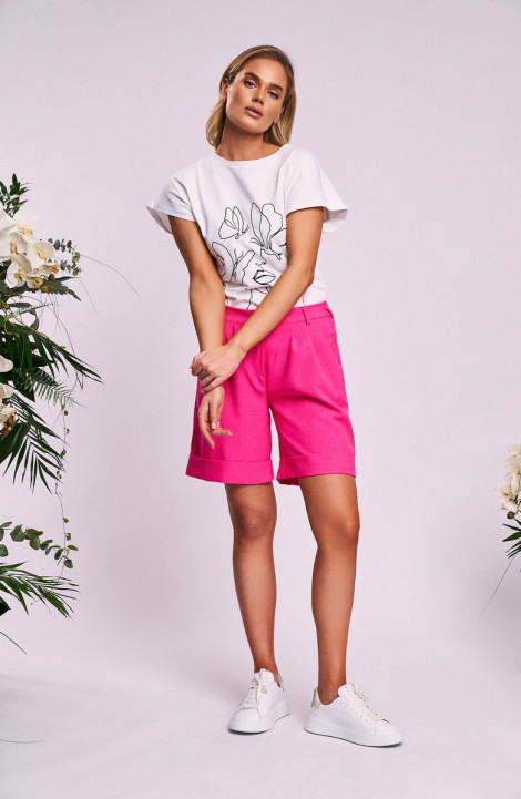Женский комплект с шортами KaVaRi 8006.1 розовый/белый