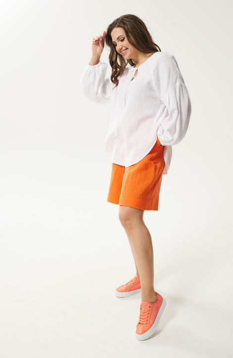 Женский комплект с шортами Mislana С928 белый+оранжевый