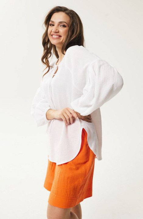 Женский комплект с шортами Mislana С928 белый+оранжевый