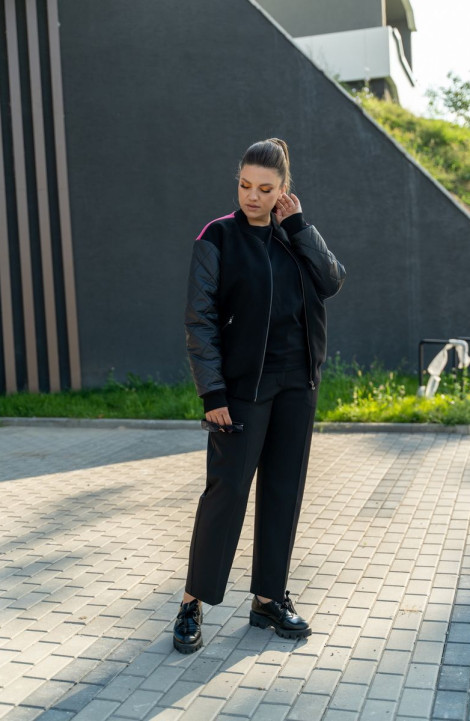 Женская куртка Andina 1010-1 черный_фуксия_тигр