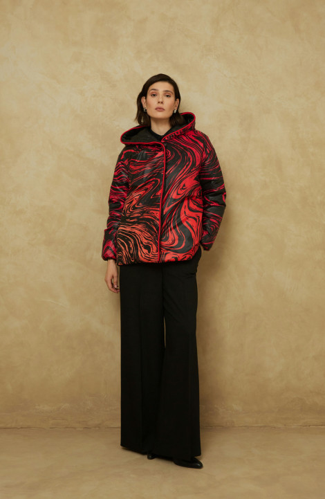 Женская куртка Elema 4-319-164 чёрный/принт_красный