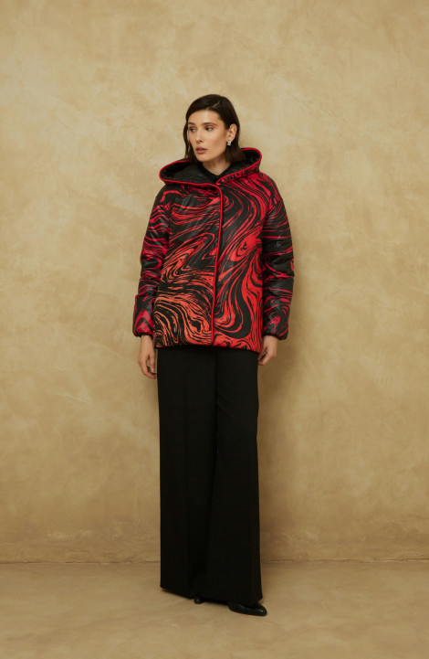 Женская куртка Elema 4-319-164 чёрный/принт_красный