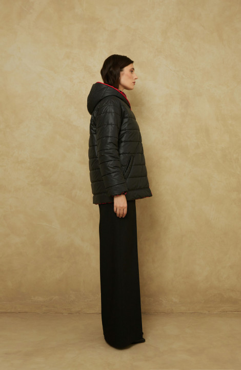 Женская куртка Elema 4-319-170 чёрный/принт_красный