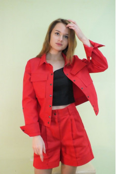 Женская куртка Lady Smile 02к красно-кораловый