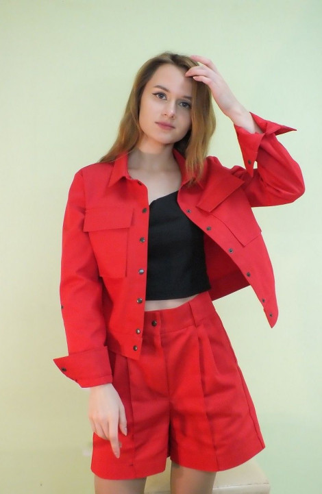 Женская куртка Lady Smile 02к красно-кораловый