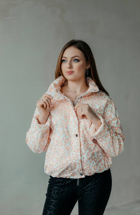 Женская куртка Стильная леди М-673 молочный/принт_пятнышки