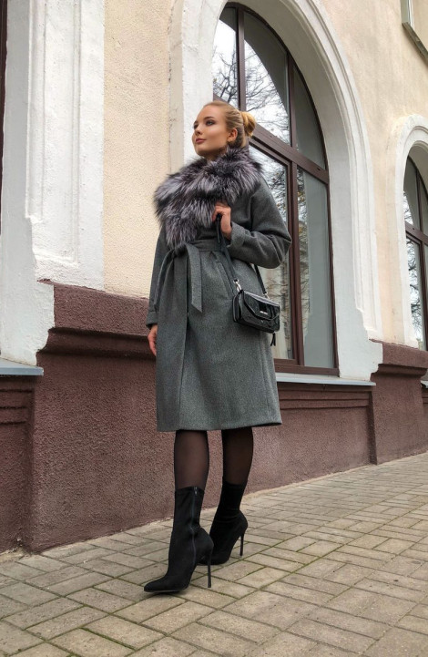 Женское пальто Мехофф Ксения110.02-36 серый+гусиная_лапка