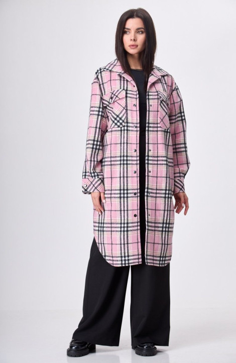 Женское пальто Anelli 935 розовая_клетка_NEW