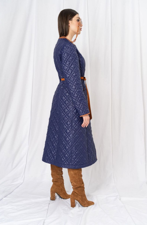 Женское пальто Elema 5-11113-1-164 тёмно-синий/рябина