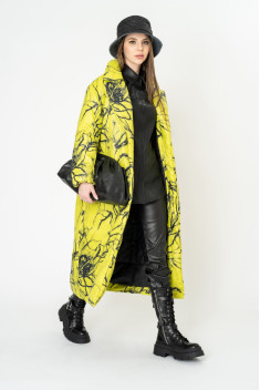 Женское пальто Elema 5-10889-1-170 жёлтый_принт